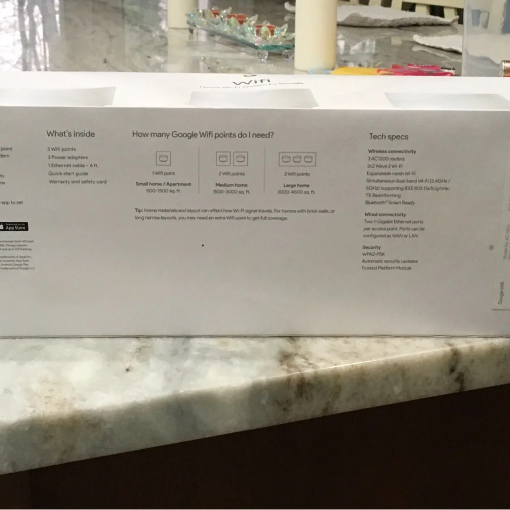 Google WiFi - AC1200 Mesh WiFi System 3 pack Router whole house 4500 sq ft in